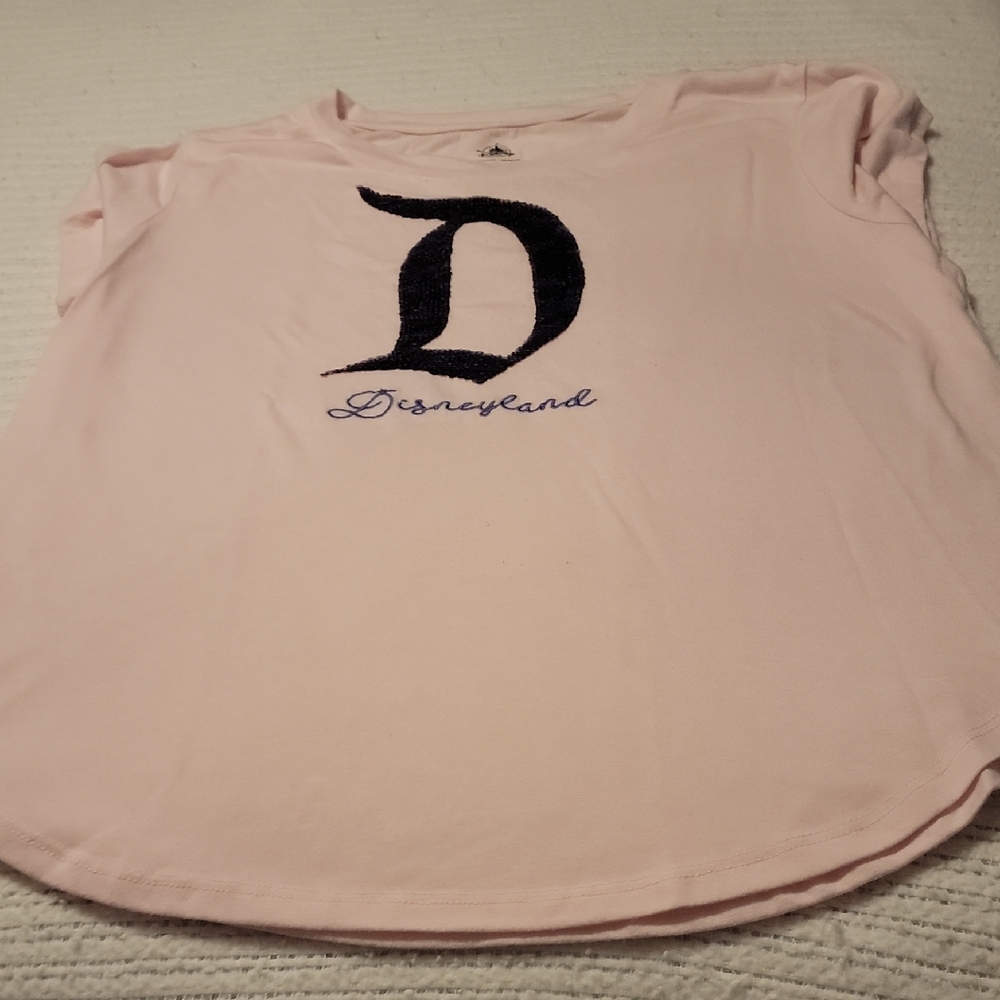 Disney Parks Light Pink Shirt With Purple Sequin Logo
